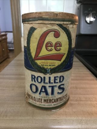 Vintage Lee Brand Rolled Oats Tin H D Lee Mercantile Salina Kansas