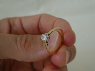 Vintage 18ct Gold Solitaire Diamond Engagement Ring Size N½ Sheffield