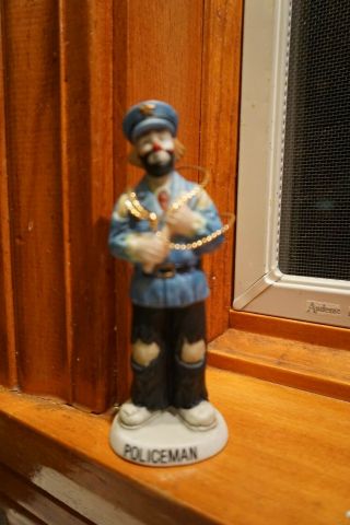 Emmett Kelly Jr Ceramic Clown Policeman Figurine Ornament By Flambro 4 5/8 "