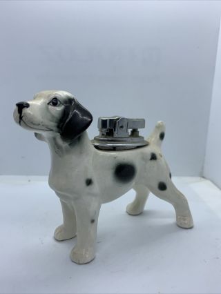 Vintage Porcelain Hound Cigarette Table Lighter Made In Japan