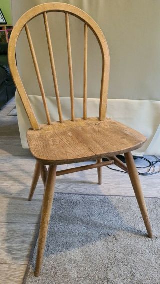 Vintage Pre Owned Ercol Arch Stick Back Chair Poss Oak / Beech