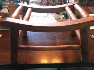 Hand Made Vintage Wood Foot Milking Stool Ottoman 18 X 12 X 11 Inches