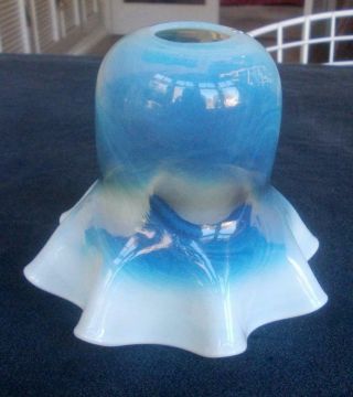 Antique Pale Vaseline Glass Tulip Lamp Shade Base Suit W.  A.  S.  Benson Light