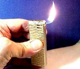 Colibri Pipe Pocket Lighter,  Vtg 1980s Gold Plate Bark Pattern,  Great Cond