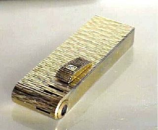 Colibri Pipe Pocket Lighter,  Vtg 1980s Gold Plate BARK Pattern,  GREAT Cond 2