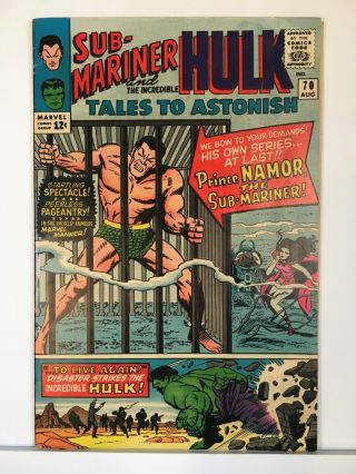 Tales To Astonish 70 (marvel Comic 8/65) Stan Lee & Jack Kirby Sub - Mariner,  Hulk