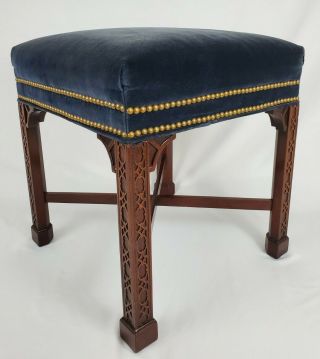 Vintage Hickory Chair Chippendale Mahogany Bench Ottoman Upholstered Vanity