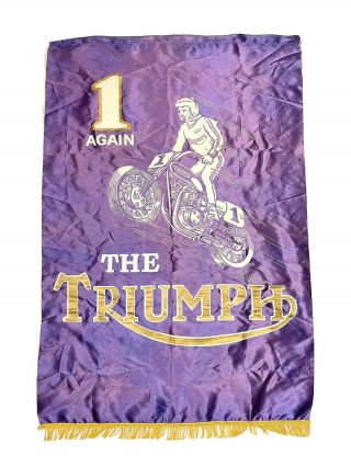 Vintage 1960s Gary Triumph Motorcycle Banner Satin