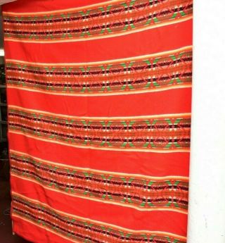 Vintage Pendleton Beaver State Wool Aztec Striped Blanket Size 75x60 Red Green