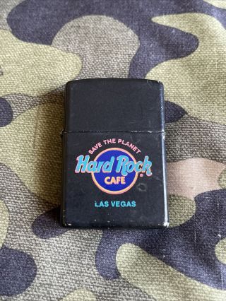 Vintage Zippo Lighter Black Matte - Hard Rock Cafe - Las Vegas - Save The Planet