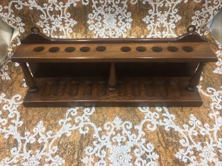 Vintage Wood Tobacco Pipe Display Stand Holds 10 Pipes