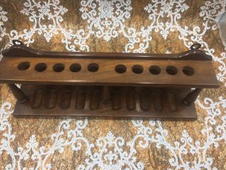 Vintage Wood Tobacco Pipe Display Stand Holds 10 Pipes 3
