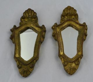 Italian Small Wood Carved Mirrors 9 " X 4 - 1/2 " Made In Italy