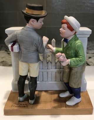 The 12 Norman Rockwell Porcelain Figurine " The Rivals " Danbury 1980
