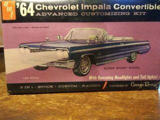 1:25 Vintage 1964 Amt 6714 Chevy Impala Ss Cvt Barris Customizing Kit Nmib