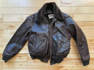 Vintage Schott A - 2 Bomber Leather Jacket Size 46 With Detachable Liner