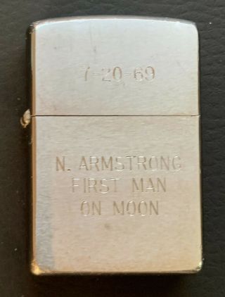 1969 ZIPPO LIGHTER 7 - 20 - 69 N.  ARMSTRONG FIRST MAN ON MOON w/ Orig.  Engraving Box 2