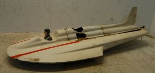 Vintage Rc Hydroplane Speed Boat Made Of Fiberglass And Wood,  42 " L X 17 " W