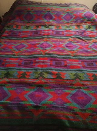Vintage Woven Wool Pendleton Beaver State Blanket Queen Size 90 " X 84 "