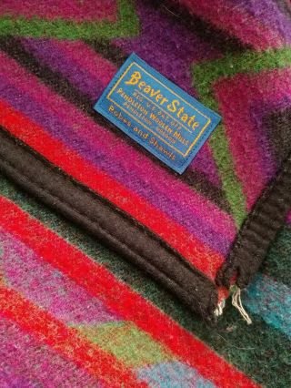 Vintage Woven Wool Pendleton Beaver State Blanket Queen Size 90 