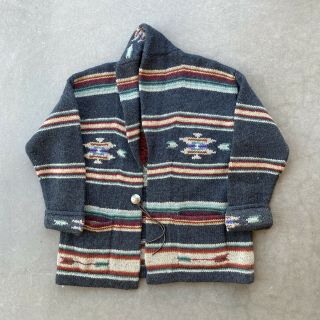 Vintage Ralph Lauren Hand Knit 100 Wool Southwest Shawl Collar Cardigan Sweater