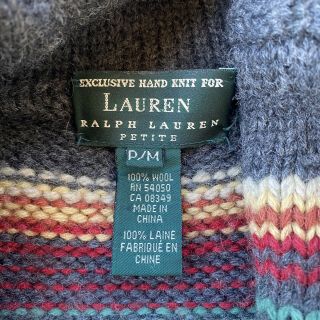 Vintage Ralph Lauren Hand Knit 100 Wool Southwest Shawl Collar Cardigan Sweater 3