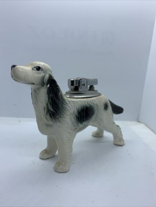 Vintage Porcelain Spaniel Dog Cigarette Table Lighter Made In Japan
