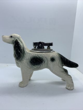 Vintage Porcelain Spaniel Dog Cigarette Table Lighter Made in Japan 2