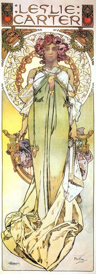 American Actress Leslie Carter Art Nouveau Deco Print Alphonse Mucha Poster