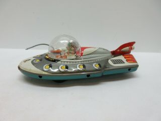 Vintage Atc Japan Space Patrol Car W/radio Operator Tin Friction Toy Spaceship