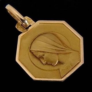Exquisite Antique / Vintage 14ct Gold Virgin Mary Pendant / Charm