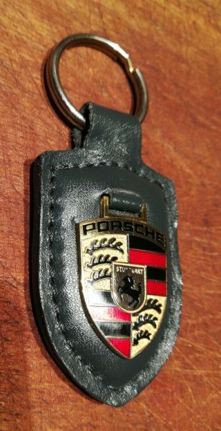1990s Porsche vintage ' REU HEUBACH ' keyring key fob dark grey VGC 2