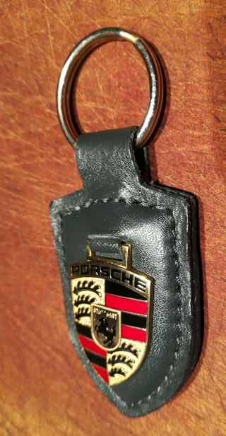 1990s Porsche vintage ' REU HEUBACH ' keyring key fob dark grey VGC 3