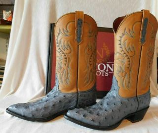 Vintage Nocona Cowboy Boots Womens 9 B Ostrich And Camel Deertan