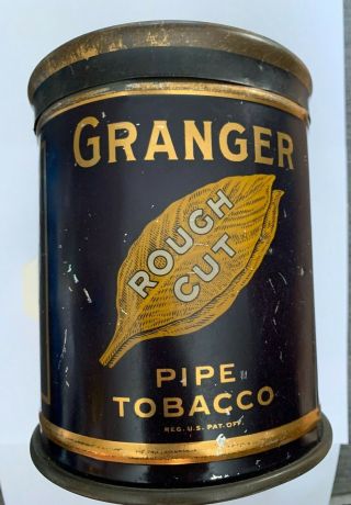 Vintage Granger Rough Cut Pointer Dog On Pipe Tobacco Litho Tin Can Knob Lid