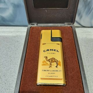 Vintage Collectible Opal Camel Gold Piezo Electronic Gas Lighter