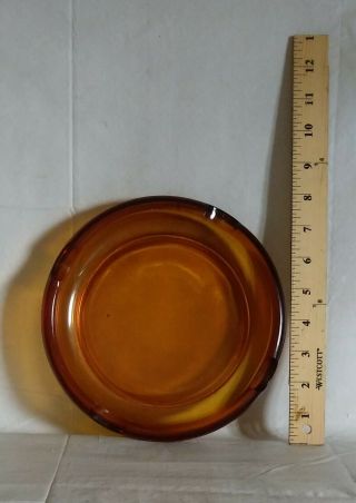 Vintage Large Amber Glass Cigar Ashtray 8 " Diameter