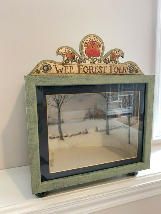 Vintage Miniature Wee Forest Folk Snowy Winter Scene Room Box Display Led Lights