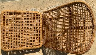 2 Vintage Wicker Rattan Bamboo Cane Folding Chair Beach Fishing Camping 3