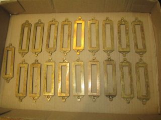 19 Vintage Brass Name Plate Frames Filing Cabinet Label Holder Drawer Card Bezel