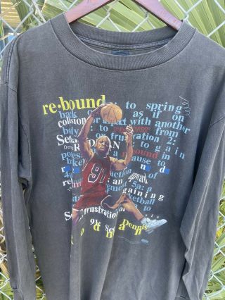 Rare Vintage 1997 Dennis Rodman Dunking Black Long Sleeve T - Shirt Sz L Rap Tee