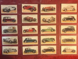 1936 John Player - Motor Cars A Series - Complete 50 Card Set - Cigarette Cards - Vg - Ex