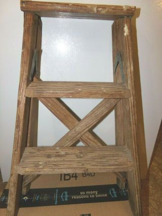 Vintage Primitive Wood 2 - Step Ladder 22 "