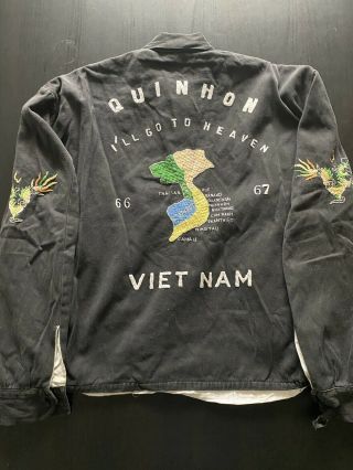 Vtg 1969 - 1970 Vietnam War Embroidered Souvenir Jacket Quinhon Sz L Distressed