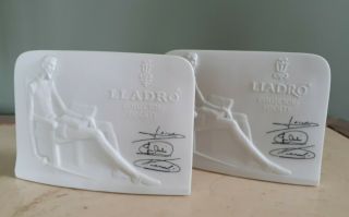 Lladro Collectors Society Don Quixote Porcelain Shell Plaques Signed 1985 Spain