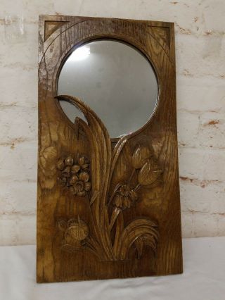 Carved Wood Mirror Floral Tulips Daffodils 23 " X 12.  5 "