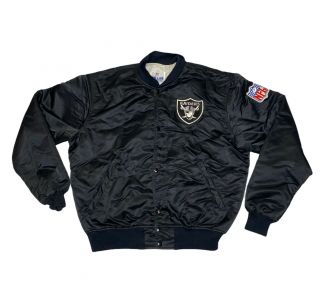 Vintage 80s Starter Oakland Raiders Satin Bomber Jacket Mens Xl Pro Line Usa