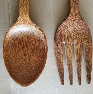 Vtg Wood Fork & Spoon Wall Decor Set 31 " - Pre - Owned