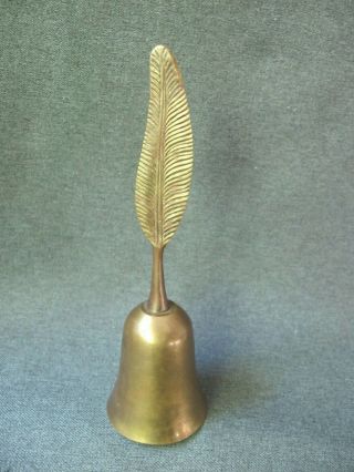Vintage Feather Shaped Handle Solid Bronze Bell