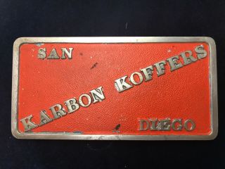 Vintage San Diego Hot Rod Car Club " Karbon Koffers " Cast Aluminum Car Plaque.